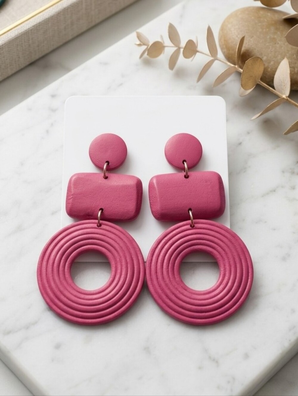 Pink Geometric Drop Earrings - Women Accessories